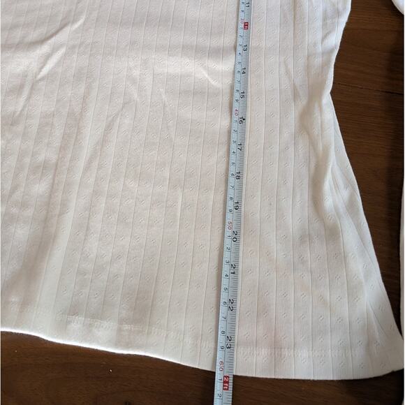 Marea by Liz Joy White Pointelle Long Sleeve V-Neck Top, size XL - Picture 4 of 7